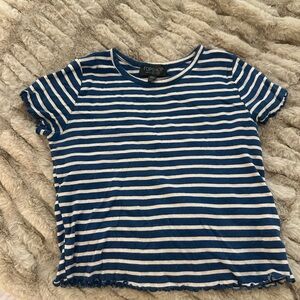Topshop Navy and Cream Striped Tee
